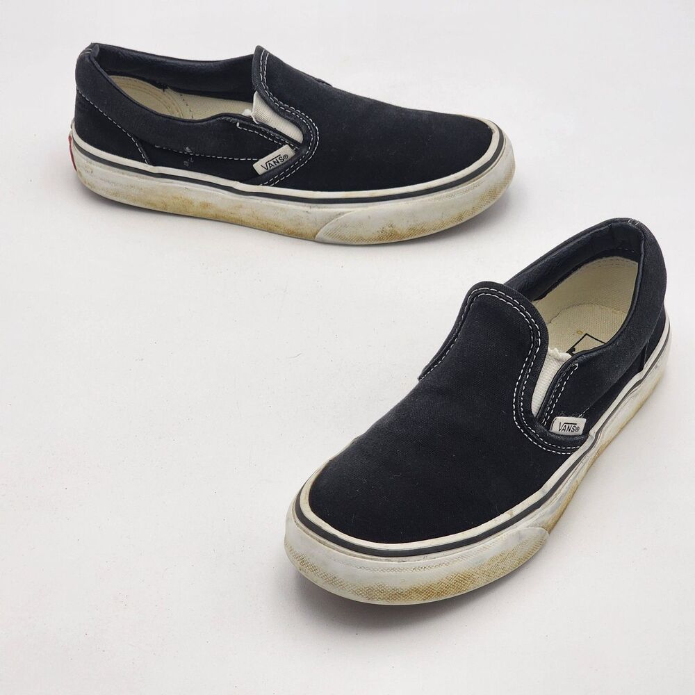 Vans Kids Classic Slip On Shoe Sneakers Black White Unisex Little Kid's Size 3